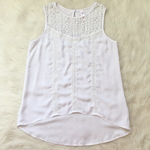All white detailed dressy tank top xhilaration
